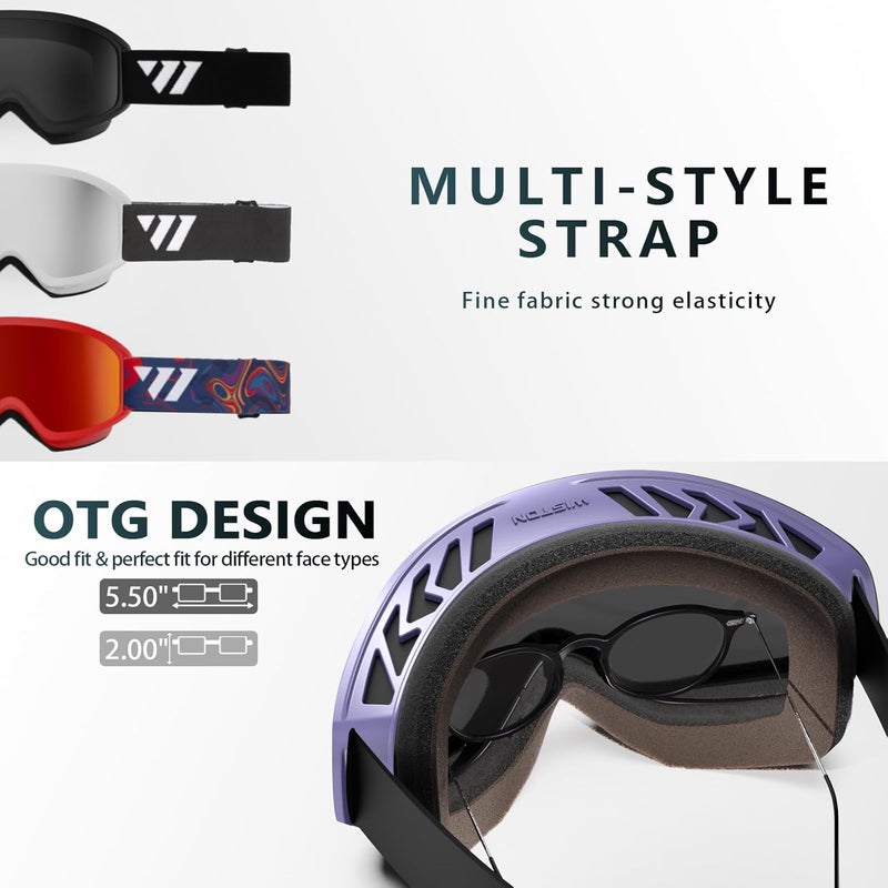 ISTON Ski Goggles - OTG Snow/Snowboard Goggles for Men, Women & Youth - 100% UV Protection W1 - Image 3